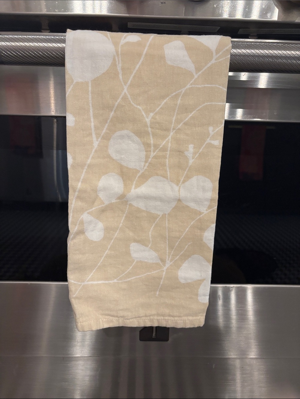 Anthropologie Beige and White Botanical Tea Towel